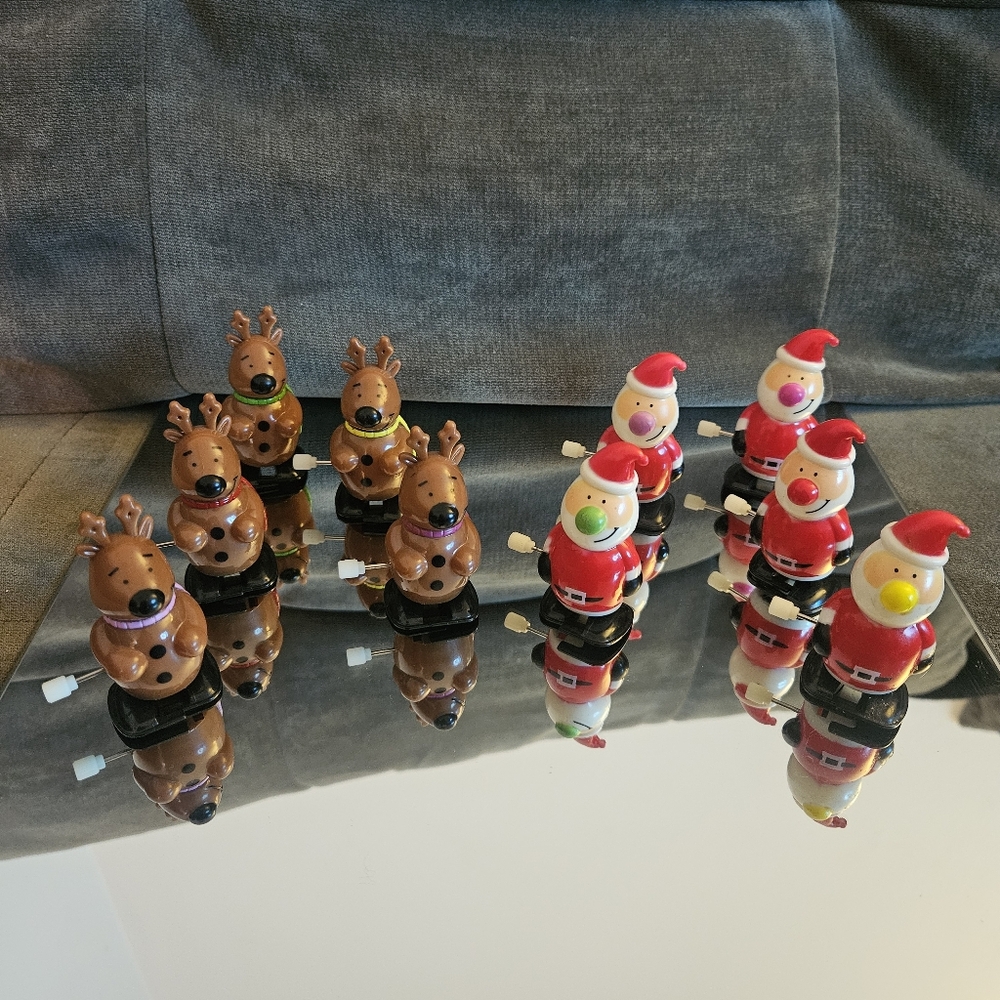 Wind-Up Santa and Reindeer Toy Set